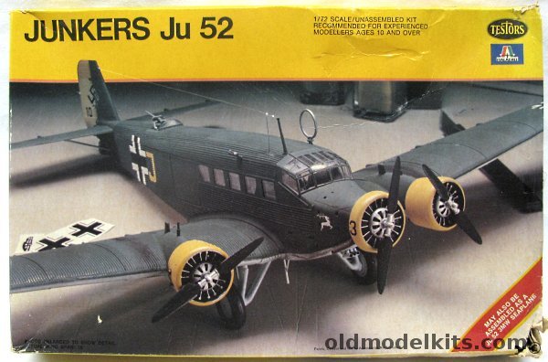 Testors 1/72 Junkers Ju-52 3M (Landplane) or Ju-52 3Mg5e (Floatplane) - Luftwaffe Mediterranean 1942/43 - Crete 1941 - g5e Crete 1941/42, 869 plastic model kit